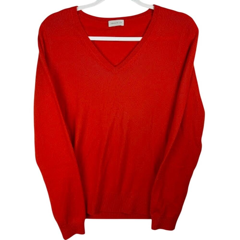 100% Cashmere Jennie Liu V-Neck Sweater Red Size M NWOT $139 Retail